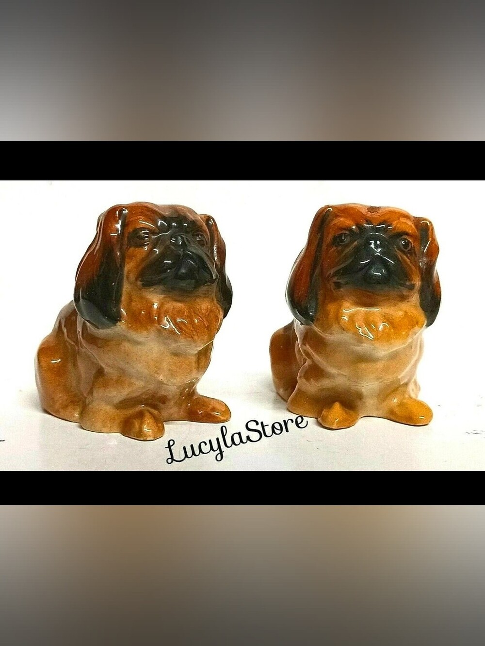 (2) Vintage Royal Doulton K6 England MINIATURE PEKINGESE Dog Bone China Figurine